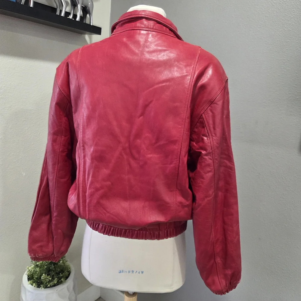 Vintage 90s  Leather Bomber Jacket - Picture 4 of 12
